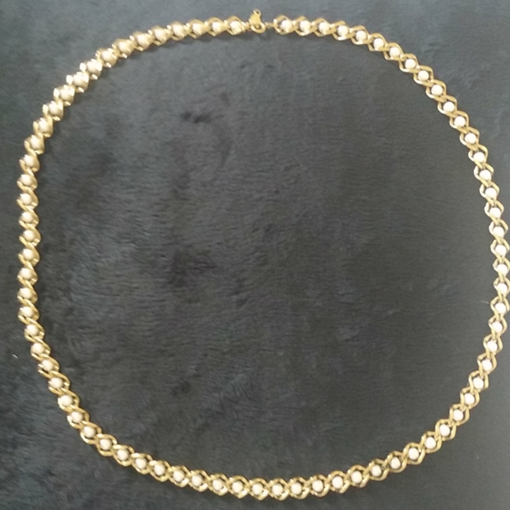 Napier faux pearl and gold necklace